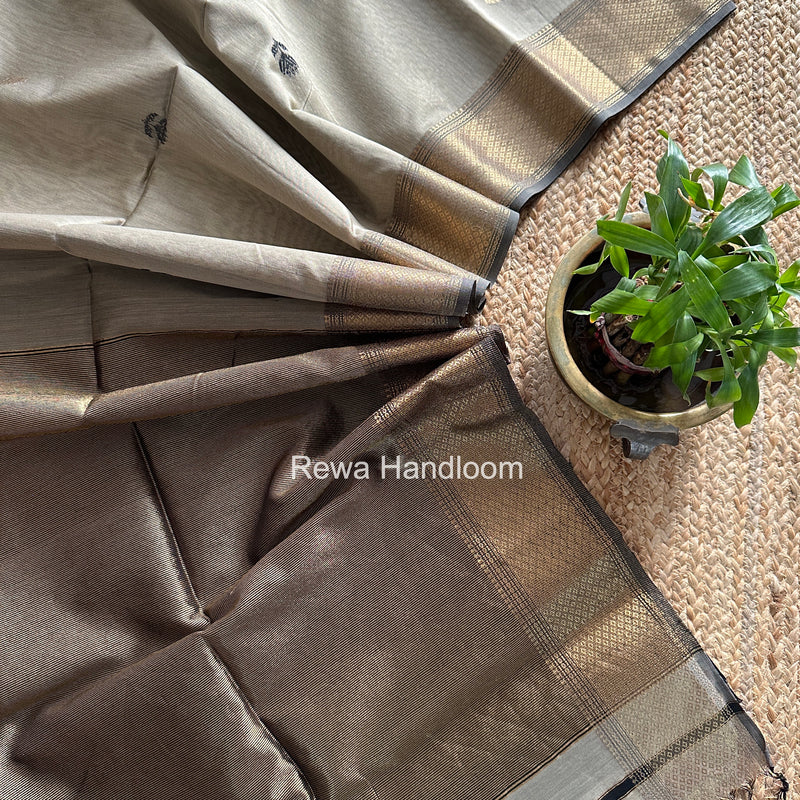 Maheshwari Beige Lotus Butta Saree LLBS042