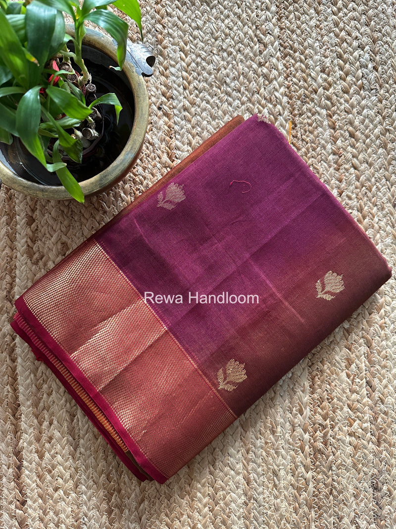 Maheshwari Wine Lotus Shaded Butta Saree SLB013