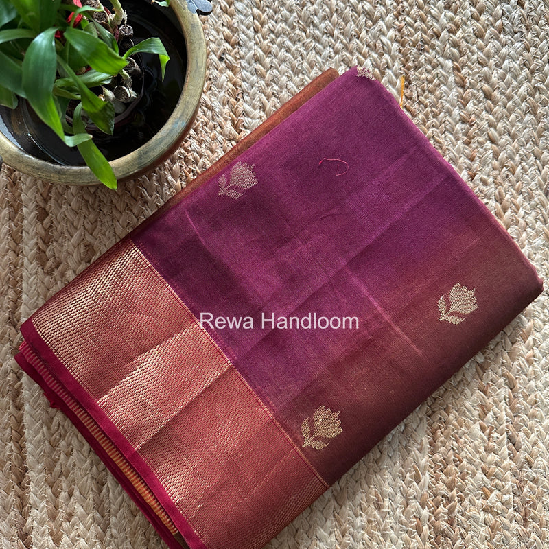 Maheshwari Wine Lotus Shaded Butta Saree SLB013