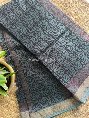 Maheshwari Bagh Print Small Border Saree