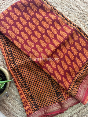 Maheshwari Bagh Print Small Border Saree