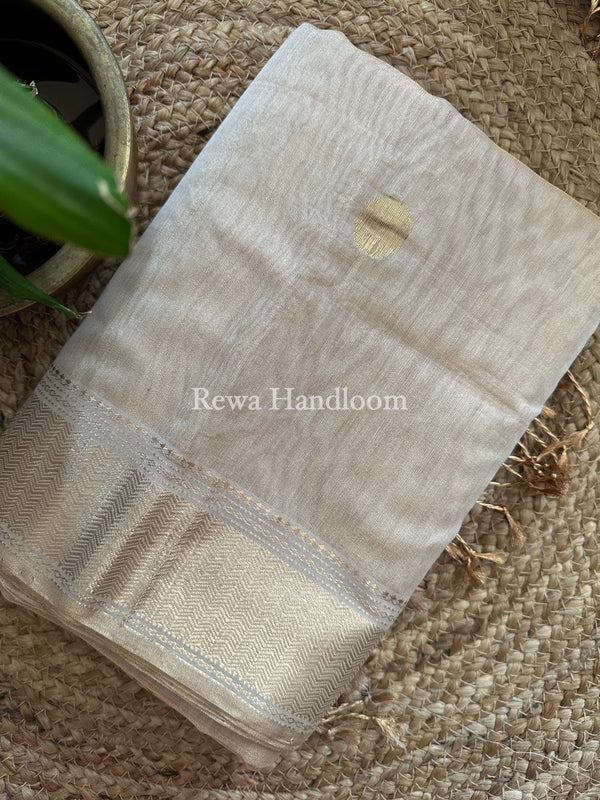 Maheshwari White Tissue Saree TBS034