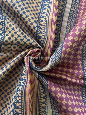 Maheshwari Dark Rust Bagh Print Small Border Saree MTBS027