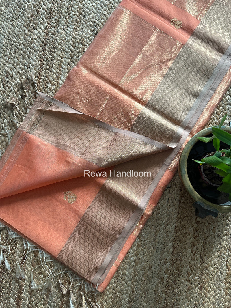 Maheshwari Peach Lotus Butta Saree LLBS043