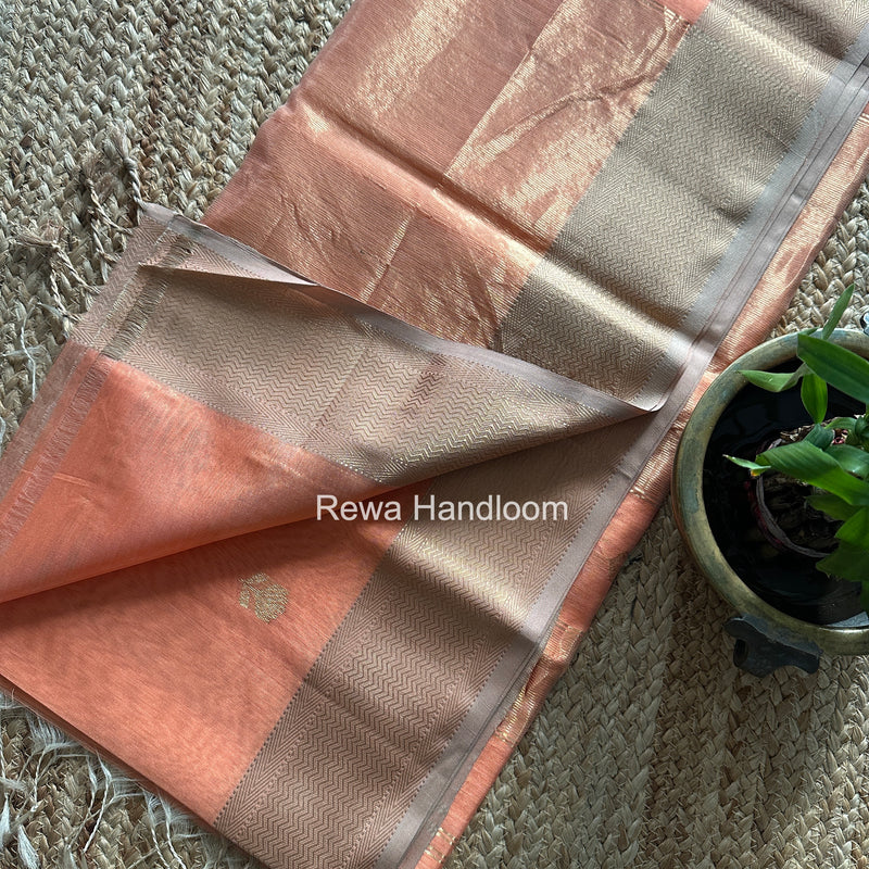Maheshwari Peach Lotus Butta Saree LLBS043