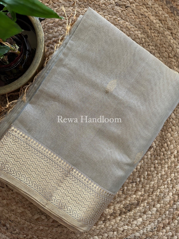 Maheshwari Light Grey Tissue Saree TBS037