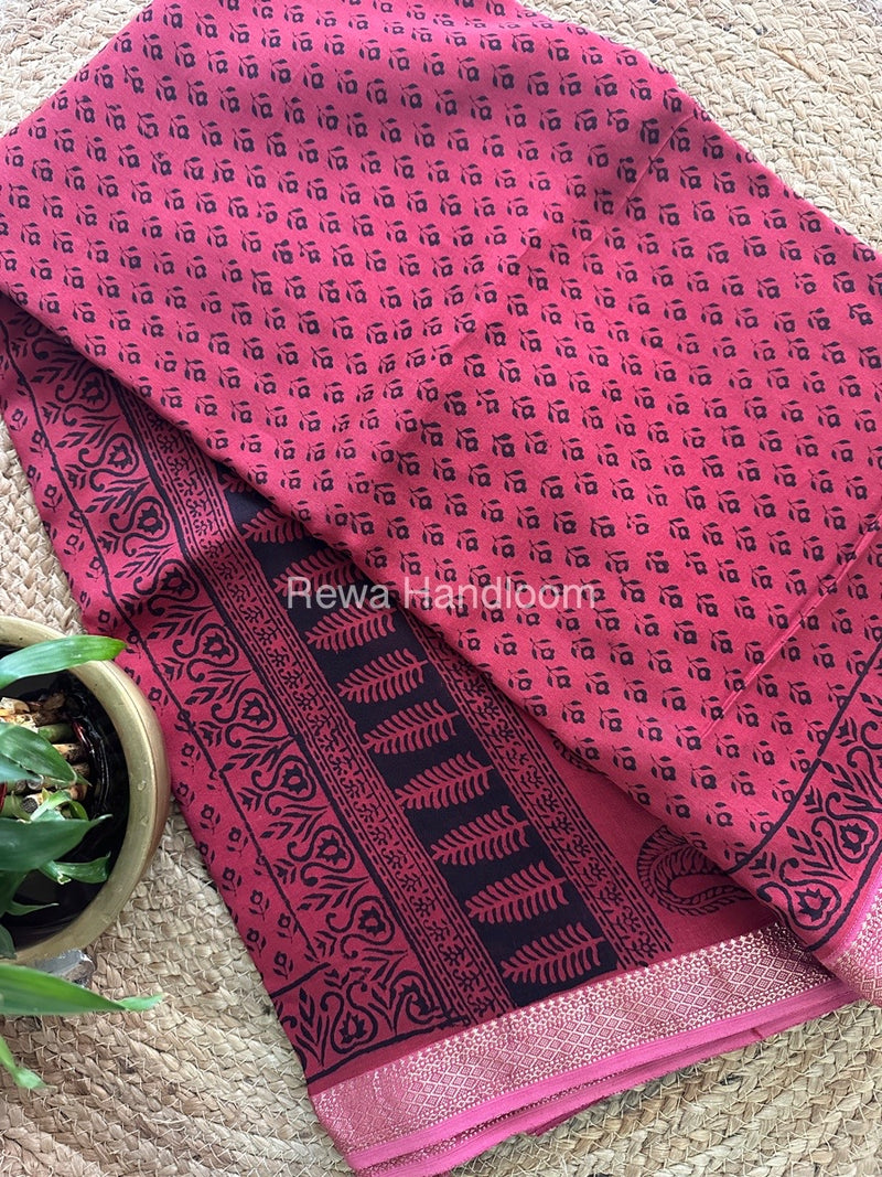 Maheshwari Bagh Print Small Border Saree