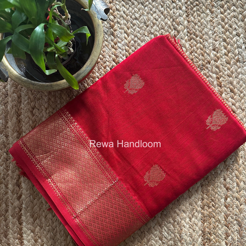Maheshwari Red Lotus Butta Saree LLBS047