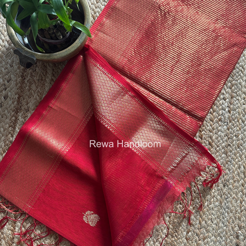 Maheshwari Red Lotus Butta Saree LLBS047