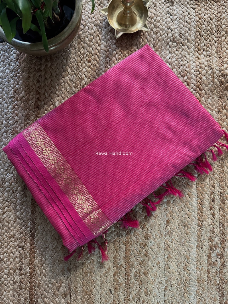 Maheshwari Pink Garbha Reshami Silk Saree GS278