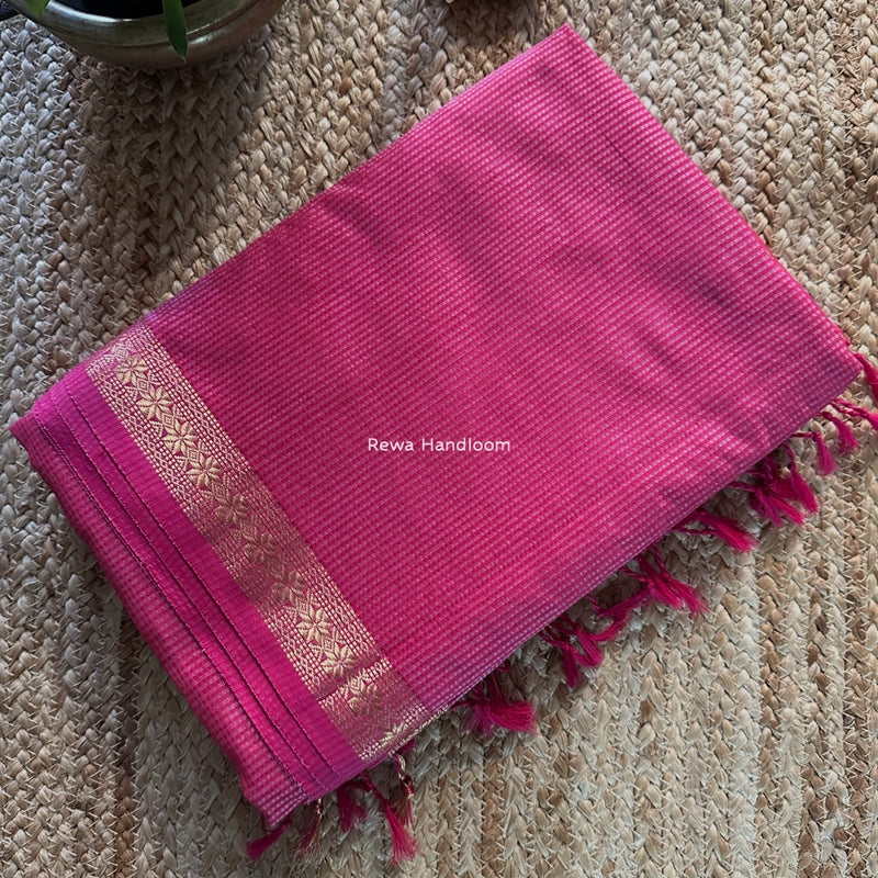 Maheshwari Pink Garbha Reshami Silk Saree GS278