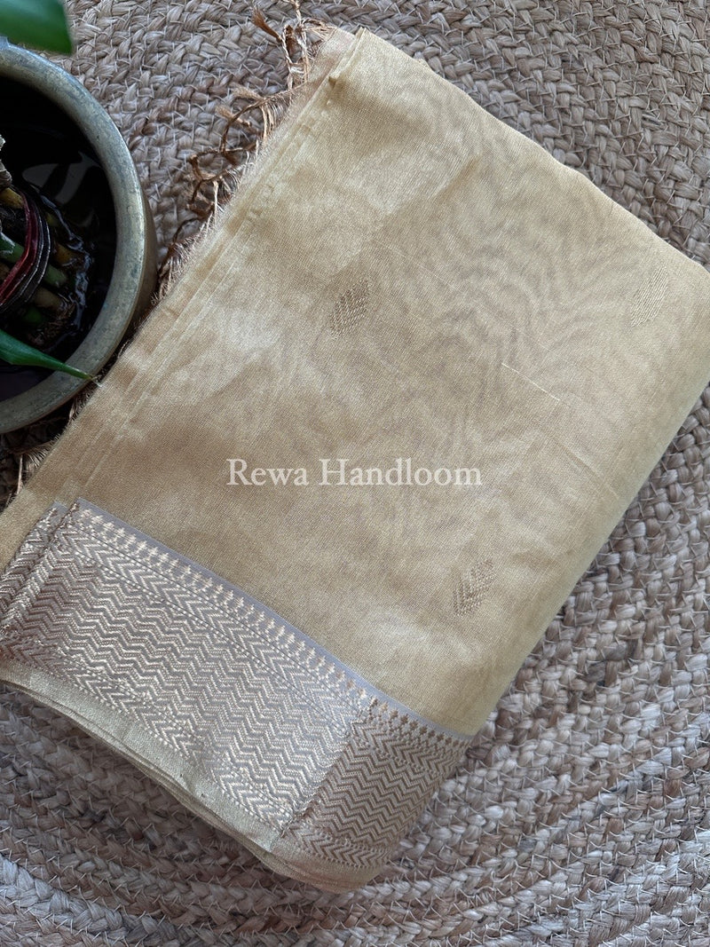 Maheshwari Golden Yellow Tissue Saree TBS039