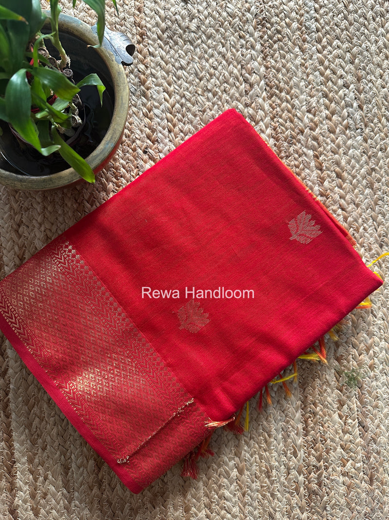 Maheshwari Red Lotus Shaded Butta Saree SLB017