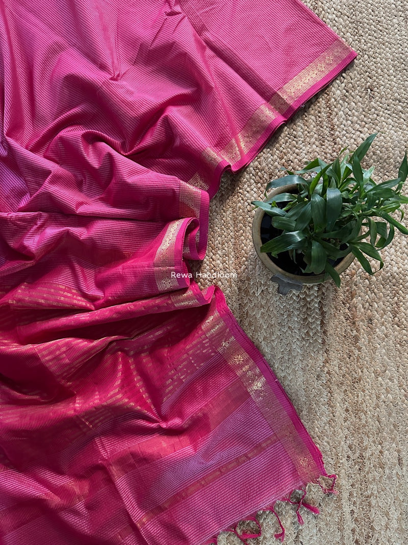 Maheshwari Pink Garbha Reshami Silk Saree GS278