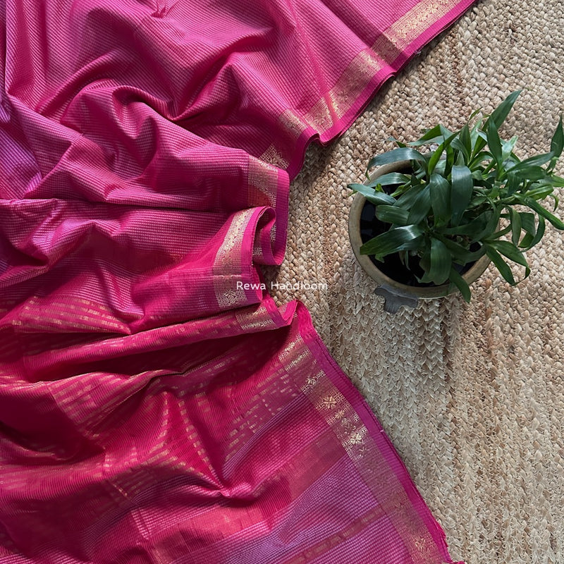 Maheshwari Pink Garbha Reshami Silk Saree GS278