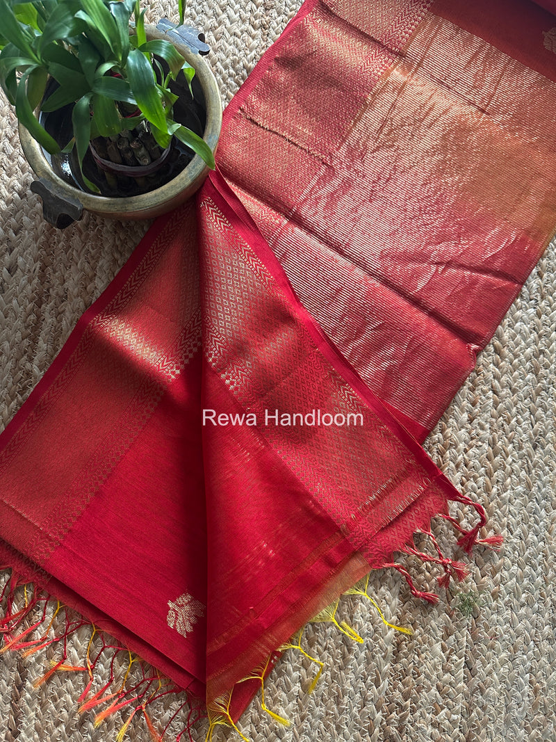 Maheshwari Red Lotus Shaded Butta Saree SLB017