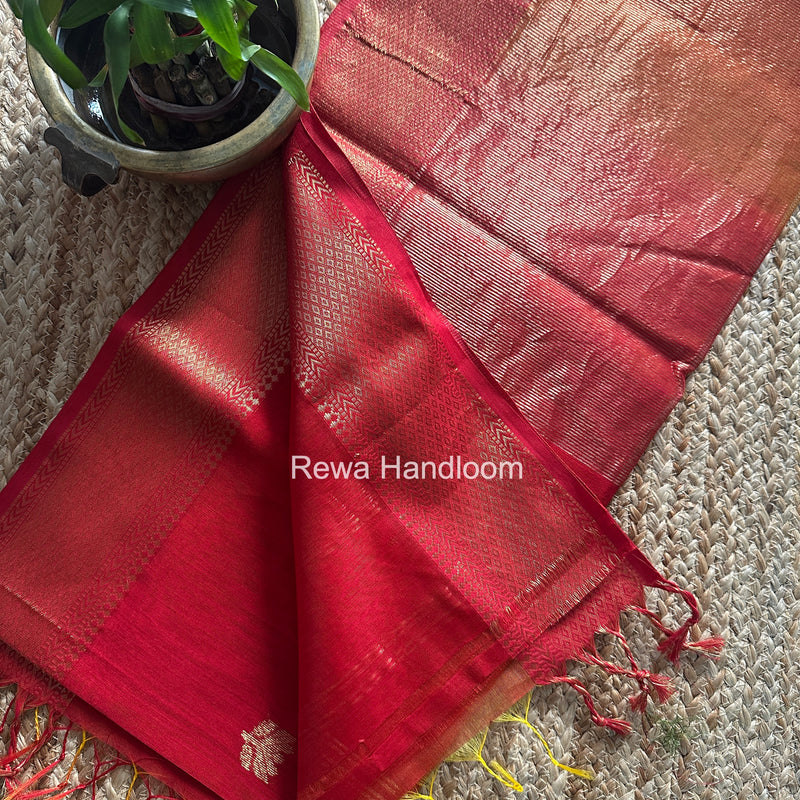 Maheshwari Red Lotus Shaded Butta Saree SLB017