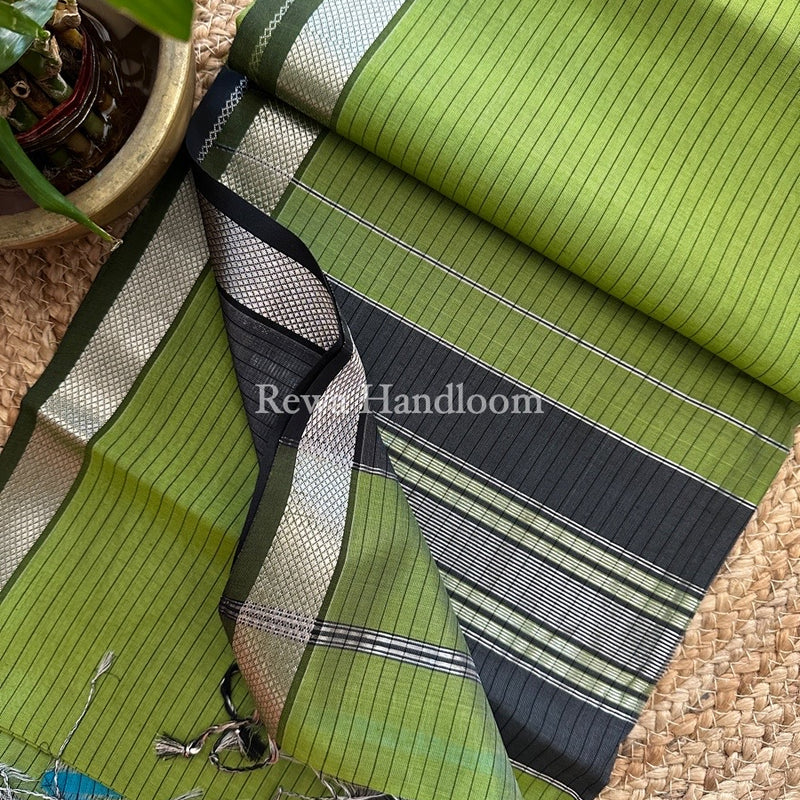 Maheshwari Silver Zari border Saree