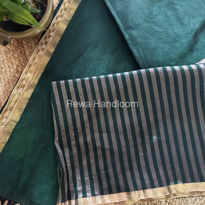 Exclusive Maheshwari Bottle Green Four Paddle Weaving Saree FPS01