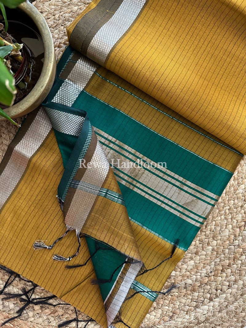 Maheshwari Silver Zari border Saree