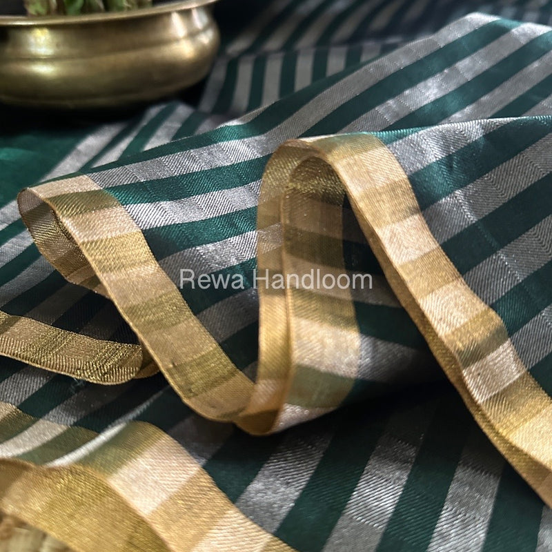 Exclusive Maheshwari Bottle Green Four Paddle Weaving Saree FPS01