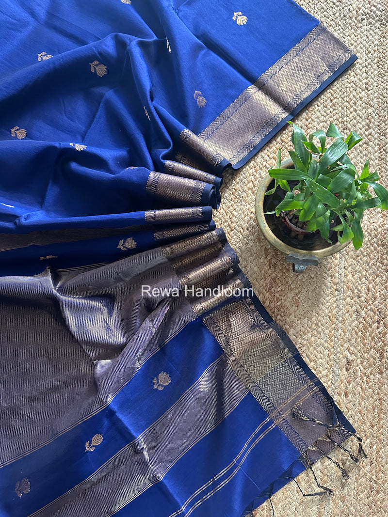 Maheshwari Blue Lotus Butta Saree LLBS050