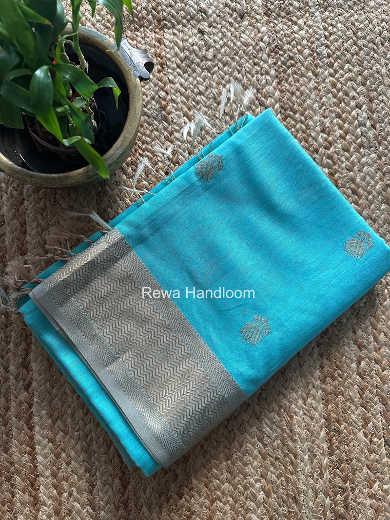 Maheshwari Sky Blue Lotus Butta Saree LLBS046