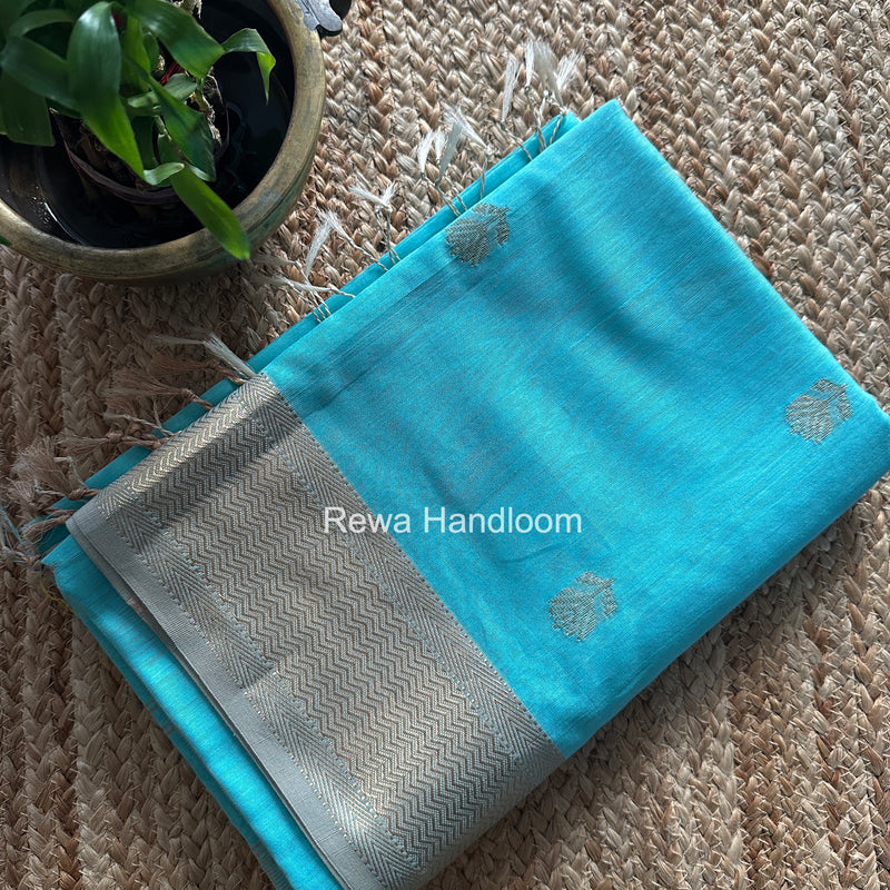 Maheshwari Sky Blue Lotus Butta Saree LLBS046