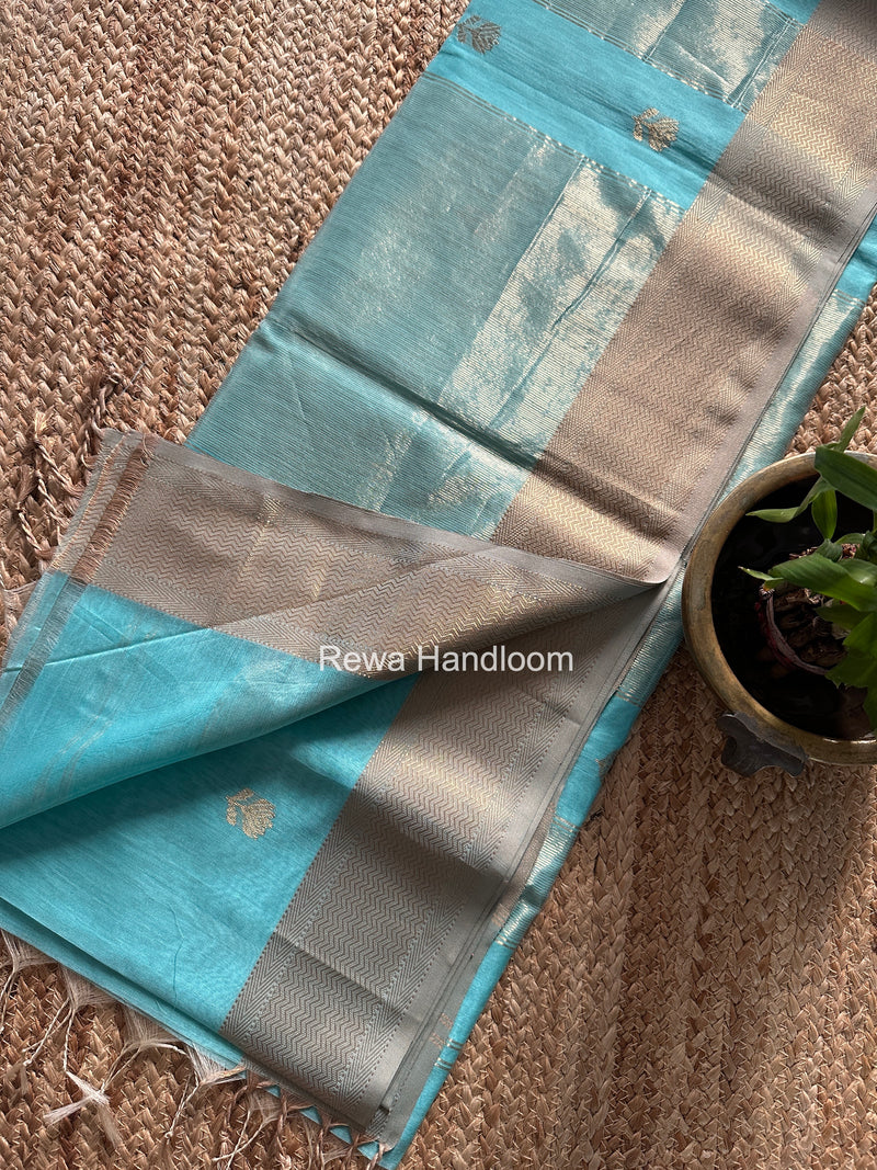 Maheshwari Sky Blue Lotus Butta Saree LLBS046