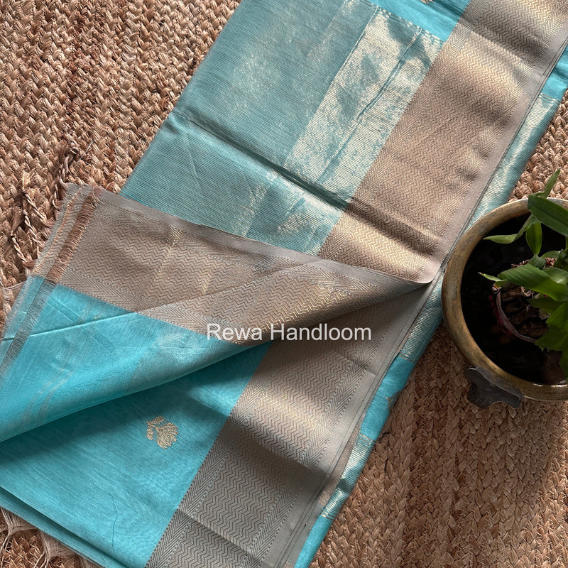 Maheshwari Sky Blue Lotus Butta Saree LLBS046