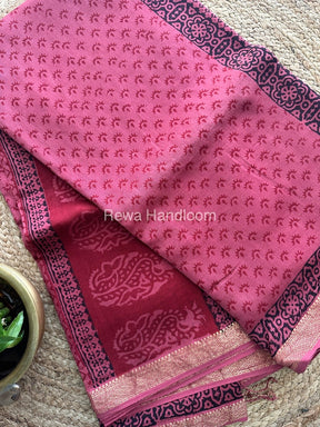 Maheshwari Bagh Print Small Border Saree