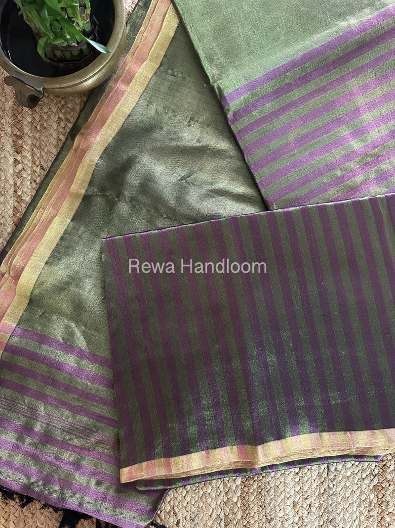 Exclusive Maheshwari Mehendi Green Four Paddle Weaving Saree FPS03