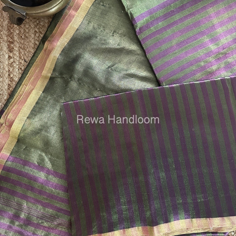 Exclusive Maheshwari Mehendi Green Four Paddle Weaving Saree FPS03