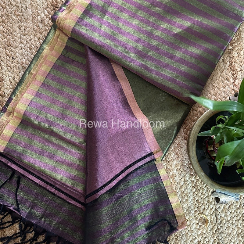 Exclusive Maheshwari Mehendi Green Four Paddle Weaving Saree FPS03