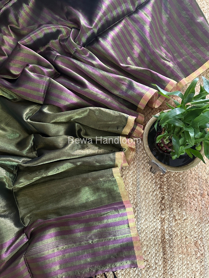 Exclusive Maheshwari Mehendi Green Four Paddle Weaving Saree FPS03