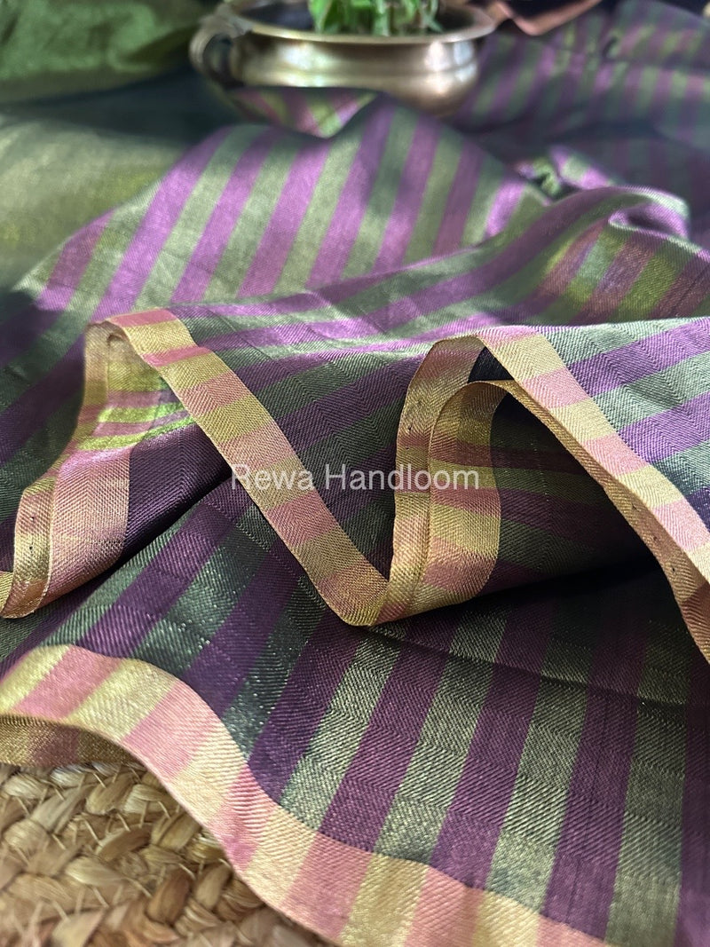 Exclusive Maheshwari Mehendi Green Four Paddle Weaving Saree FPS03