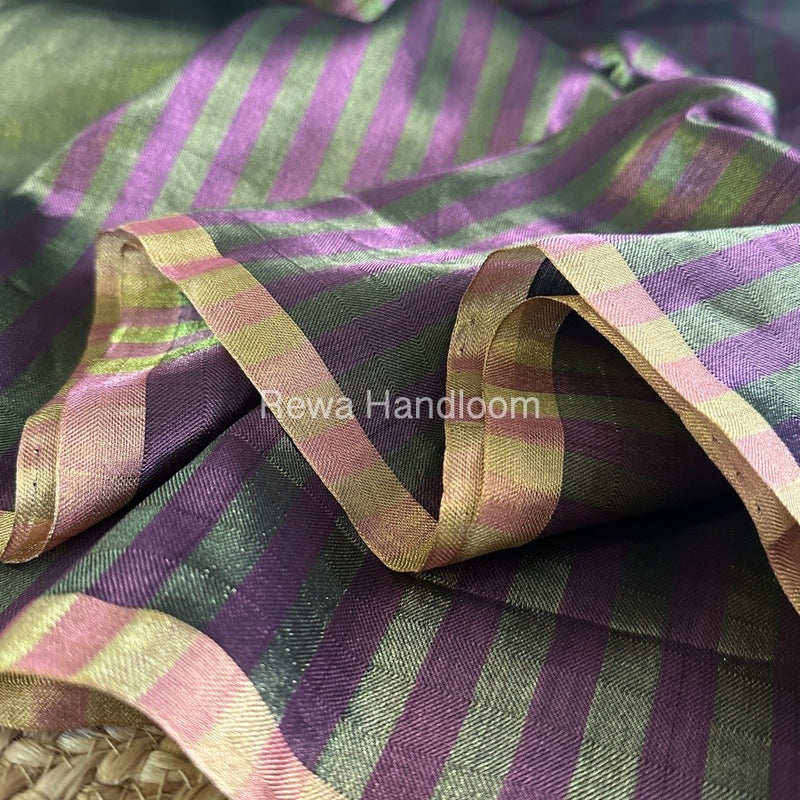 Exclusive Maheshwari Mehendi Green Four Paddle Weaving Saree FPS03