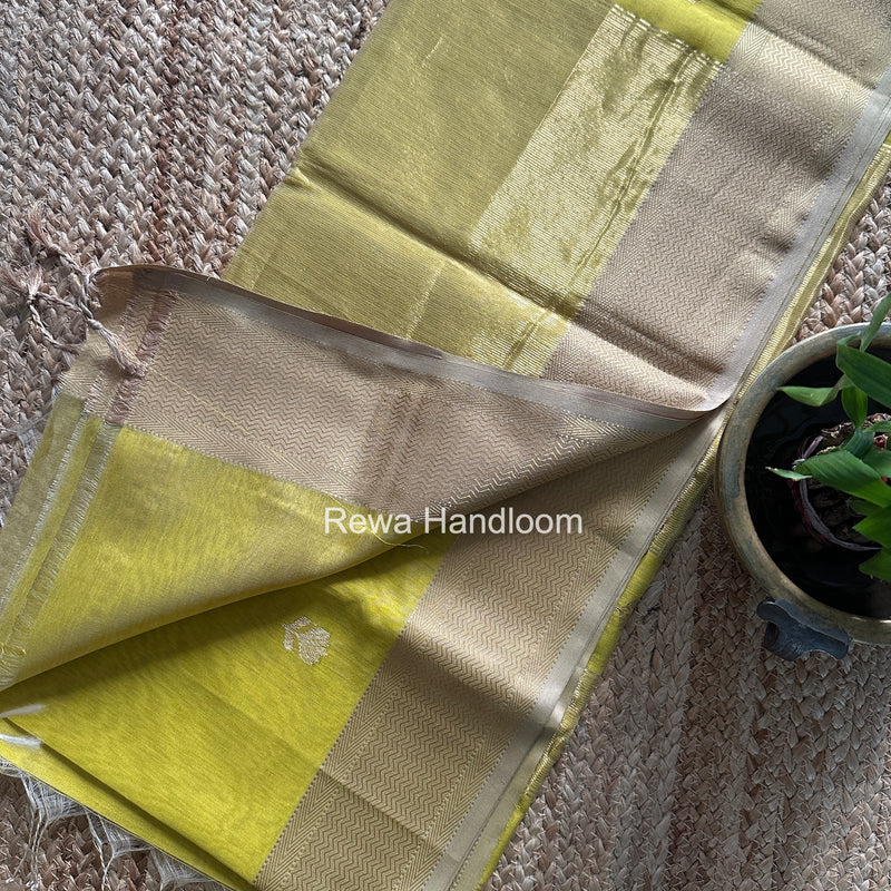 Maheshwari Lemon Yellow Lotus Butta Saree LLBS049