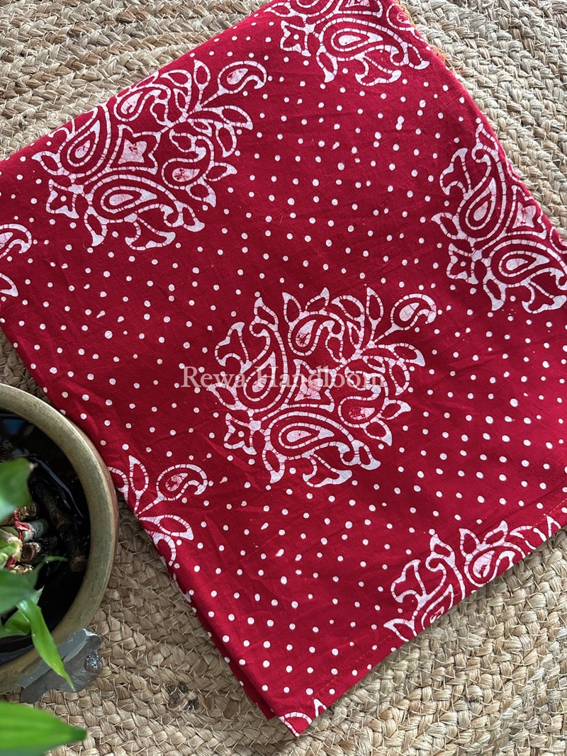 Maroon Batik Print Cotton Suit BS011