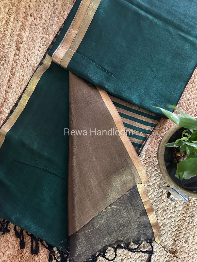 Exclusive Maheshwari Green Four Paddle Weaving Saree FPS04