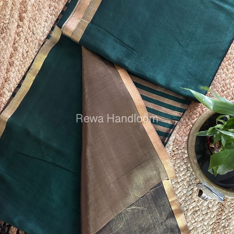 Exclusive Maheshwari Green Four Paddle Weaving Saree FPS04