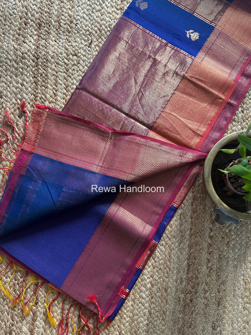 Maheshwari Blue Lotus Shaded Butta Saree SLB018