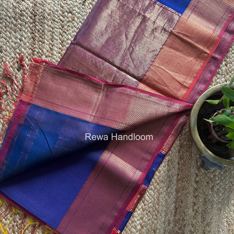 Maheshwari Blue Lotus Shaded Butta Saree SLB018
