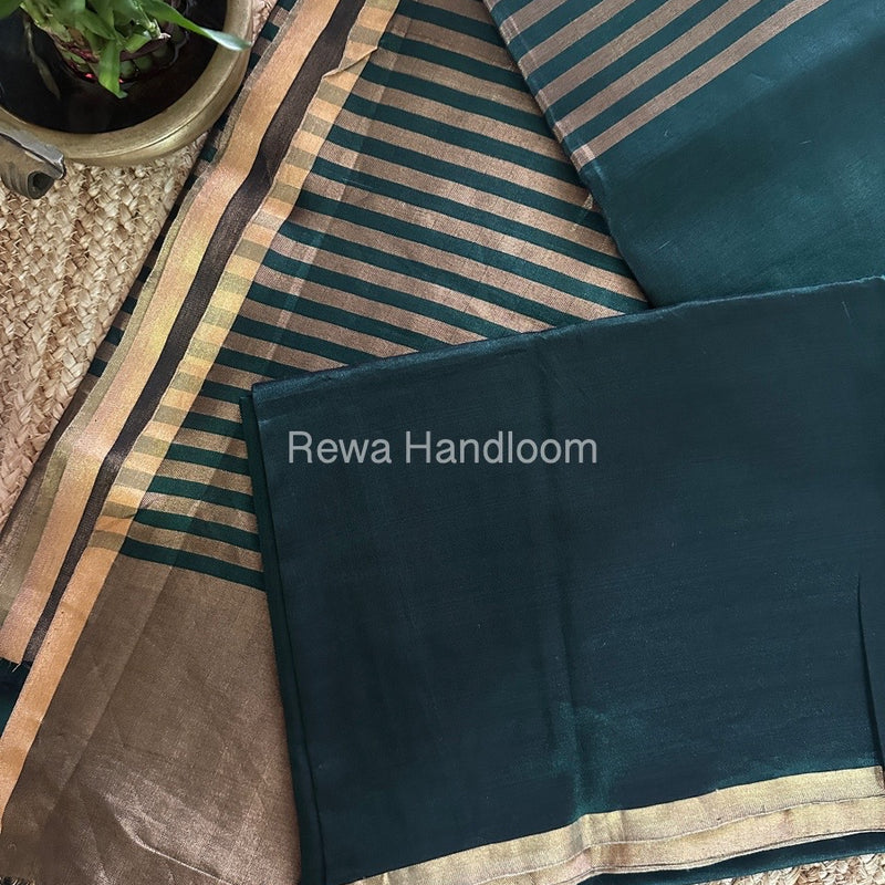 Exclusive Maheshwari Green Four Paddle Weaving Saree FPS04