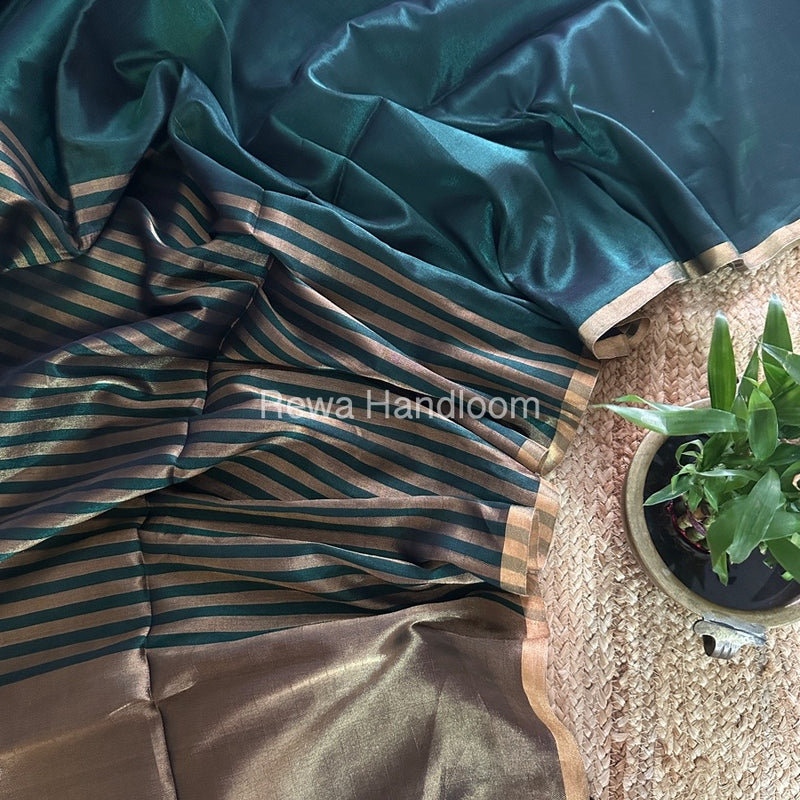 Exclusive Maheshwari Green Four Paddle Weaving Saree FPS04