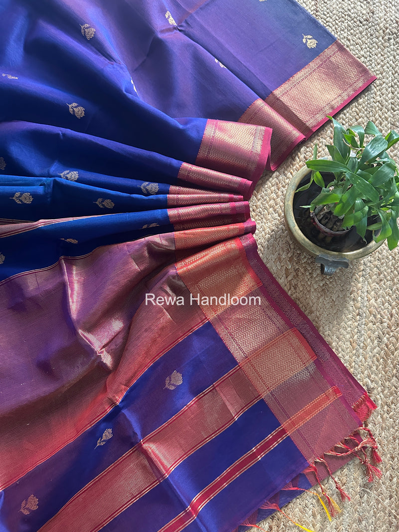 Maheshwari Blue Lotus Shaded Butta Saree SLB018