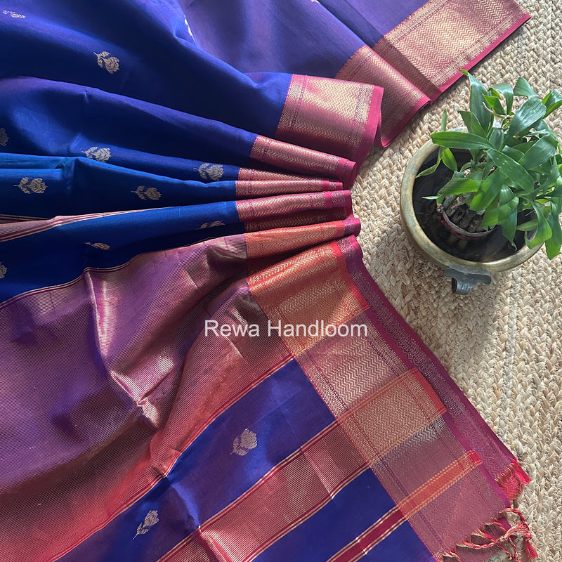 Maheshwari Blue Lotus Shaded Butta Saree SLB018