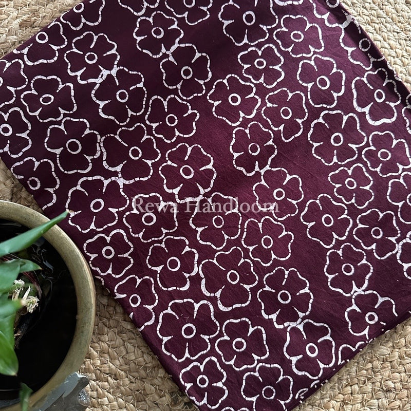 Dark Coffee Brown Batik Print Cotton Suit BS019