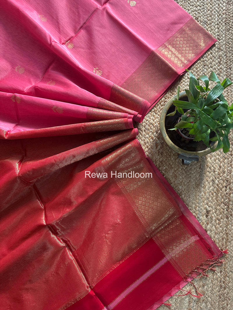 Maheshwari Pink Lotus Butta Saree LLBS044