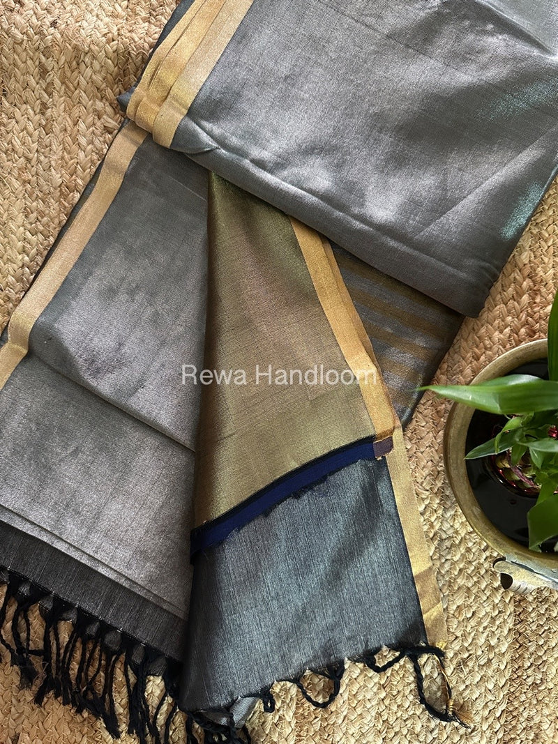 Exclusive Maheshwari Grey Four Paddle Weaving Saree FPS05